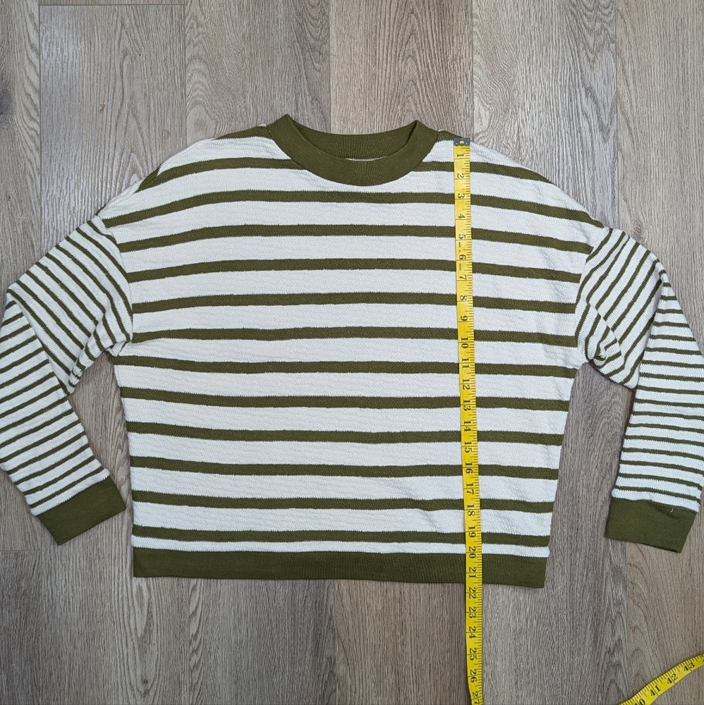 Madewell - Stripe Play Knit Sweater Top - Cream/Olive - Women's Medium - Picture 4 of 7